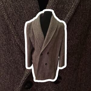Brown wool double breasted peacoat
